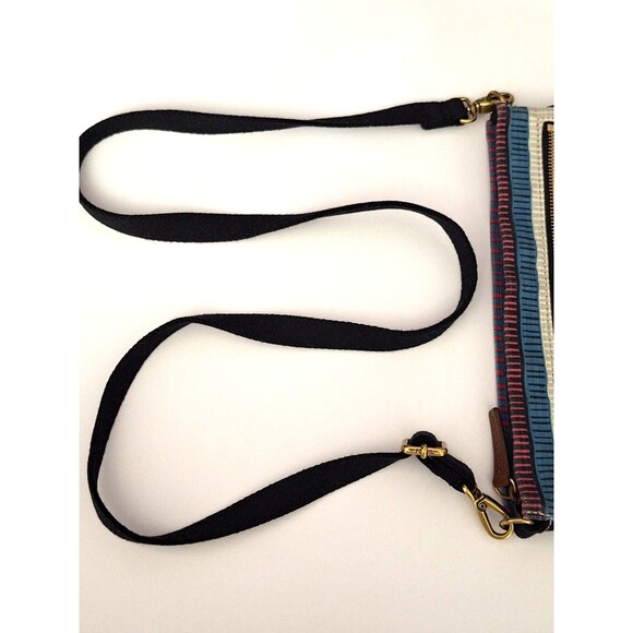 Fossil Passport Crossbody Purse Handbag Canvas Striped Multicolor Y2K Bohemian - Picture 11 of 13